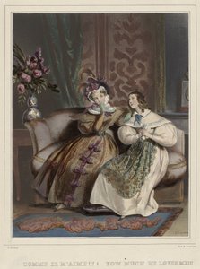 Die Frauen. Galerie modisch, ca. 1830: Wie er mich liebt!!!