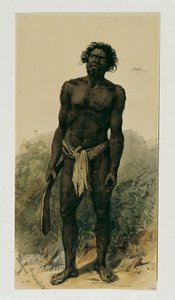Eingeborener mit Bumerang aus Woolongong (Wollongong), Australien