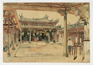 Hof eines chinesischen Tempels in Singapur