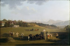 Heuernte bei Bern von Joseph Simon Volmar