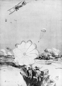 Flugzeug liefert Munition an die britische Frontlinie, Erster Weltkrieg, 1914-1918, 1926 von Joseph Simpson