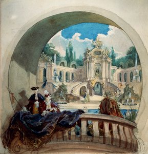 Vorbereitende Zeichnung für die Lünette der Decke des Audienzsaals im Königsschloss von Ludwig II. in Linderhof