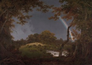 Landschaft mit einem Regenbogen von Joseph Wright of Derby