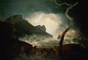 Der Sturm, Antigonus verfolgt vom Bären aus "Das Wintermärchen", Akt III, Szene 3, 1790 von Joseph Wright of Derby