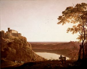 Ansicht des Nemisees bei Dämmerung