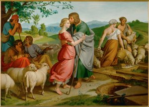 Jakob und Rahel. Am Brunnen trifft Jakob Rahel, die jüngste Tochter Labans von Joseph von Fuhrich