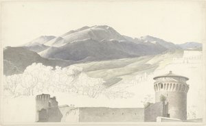 Landschaft bei Subiaco und Bauwerk in Rom