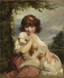 Ein junges Mädchen und ihr Hund von Joshua Reynolds
