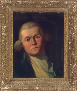 Porträt eines Gentlemans, Brustbild, in einem blauen Mantel und gelber Weste