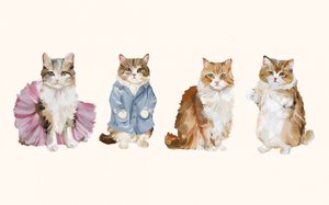 Niedlich gekleidete Katzen von Josie George