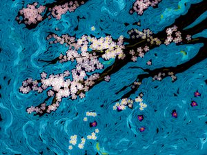 Kirschblüten Blaue Wirbel von Josie George