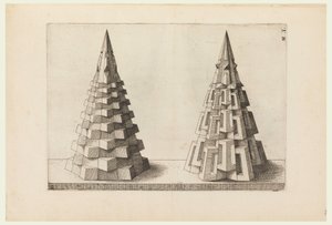Zwei Kegel, Platte H. i. in Perspectiva. Corporium Regularium