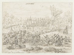 Ansicht eines Lagers der Armee von Wilhelm III. bei Grand-Hallet, Lüttich von Josua de Grave