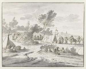 Ansicht eines Lagers der Armee von Willem III. bei Lembeek, Flämisch-Brabant