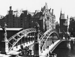 Brücke in der Speicherstadt Hamburg, ca. 1910