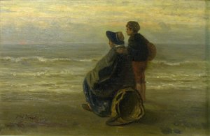 Mutter und Kind an einem Meeresufer von Jozef Israëls