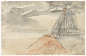 Mühle bei bewegtem Himmel von Jozef Israëls