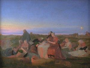 Mittsommernacht. Kranke Menschen schlafen auf dem Grab von St. Helena in Tisvilde