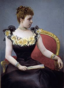 Porträt von Maria Cristina von Teschen, bekannt als Maria Cristina von Habsburg (1858-1929), Erzherzogin von Österreich, Ehefrau von Alfonso XII von Juan Aldaz Y Sancho