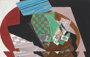 Schachbrett und Spielkarten, 1915 von Juan Gris