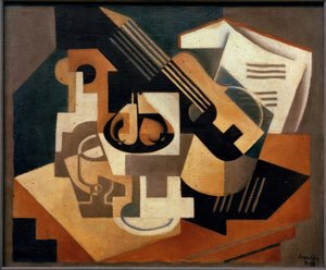 Gitarre und Obstschale von Juan Gris