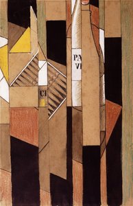Stillleben mit Flasche und Zigarren, 1912 von Juan Gris