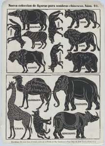Blatt 10 von Figuren für chinesische Schattenspielfiguren, 1859 von Juan Llorens