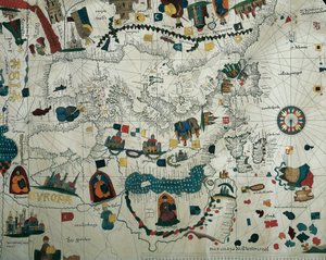 Europa, aus einer Kopie des nautischen Planisphären von Juan de la Cosa aus dem 19. Jahrhundert