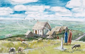 Klostersiedlung, Glastonbury Tor, 11. Jahrhundert, 1990-2010 von Judith Dobie