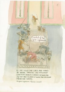Der Meisterhandwerker und seine Arbeiter legen einen Boden für Julias Mosaik, 2003