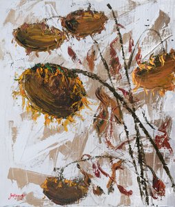 Verwelkte Herbstsonnenblumen