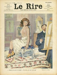 Illustration von Abel Faivre (1867-1945) für das Titelblatt von Le Rire, 22/03/13 - Kunst, Nacktheit - Maler, Modell