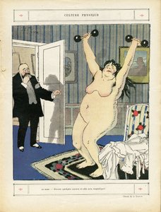Illustration von Abel Faivre (1867-1945) in Le Rire, 03/05/13 - Körperkultur - Sport, Fettleibigkeit, Nacktheit - Frauen von Jules Abel Faivre