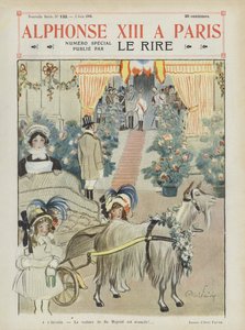 Besuch von König Alfons XIII. von Spanien in Paris. Illustration für Le Rire