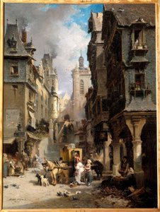 Eine Straße in Morlaix im Jahr 1830