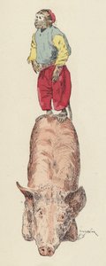 Affe reitet auf einem Schwein von Jules Arsene (after) Garnier