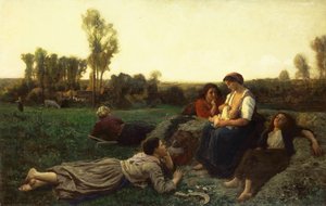 Die Heuarbeiter bei der Rast, 1873 von Jules Breton