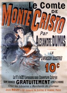 Werbeplakat für den Verkauf des Romans „Der Graf von Monte Cristo“ von Alexandre Dumas, herausgegeben von Jules Rouff, illustriert von Jules Cheret von Jules Cheret
