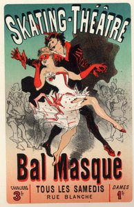 Maskenball im Skating Theatre, Paris. Plakat von Jules Cheret, Frankreich, um 1875