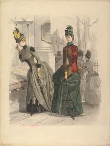 Zwei Frauen in Tageskleidern: Vorbereitende Zeichnung für eine Modeplatte, 19. Oktober 1886