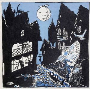 Die Städte im Mittelalter: eine Straße bei Nacht - in „Histoire de France“ von Jules Depaquit, ed. Jonquières, Paris
