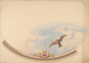 Entwurf für eine Decke mit Wolken und einem schwebenden Adler, zweite Hälfte des 19. Jahrhunderts