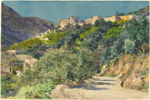 Sonnenbeschienene Hügel bei Menton von Jules Ferdinand Jacquemart
