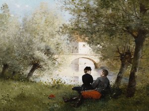 Am Fluss; Au Bord de la Riviere von Jules Frederic Ballavoine