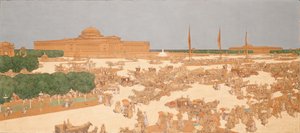 Gemälde von Jules Guerin des vorgeschlagenen Platzes an der Michigan Avenue