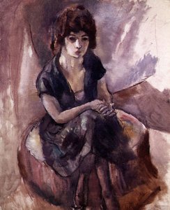 Sitzende junge Frau