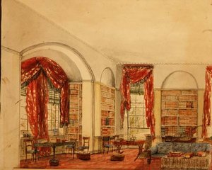 Seitenansicht der Bibliothek in Aynhoe