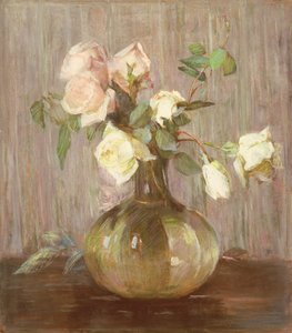 Eine Vase mit Rosen