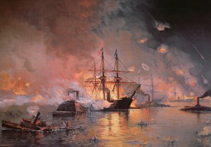 Eroberung von New Orleans durch Union Flag Officer David G. Farragut, 24. April 1862 von Julian Oliver Davidson
