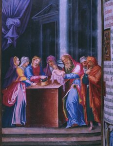 Darstellung im Tempel, aus einer Faksimile des Breviers von König Philipp II. von Spanien (1569)